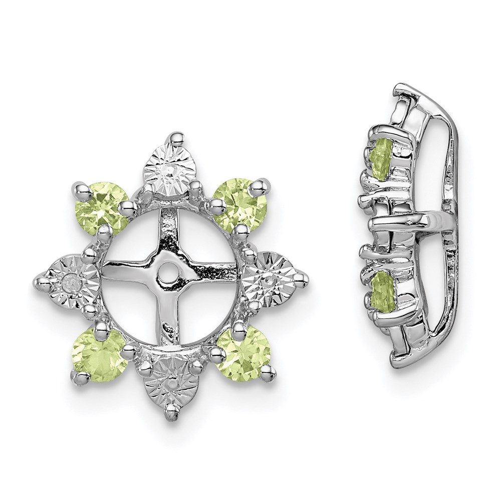 Sterling Silver Rhodium Diamond Peridot August Birthstone Earring Jacket 50$